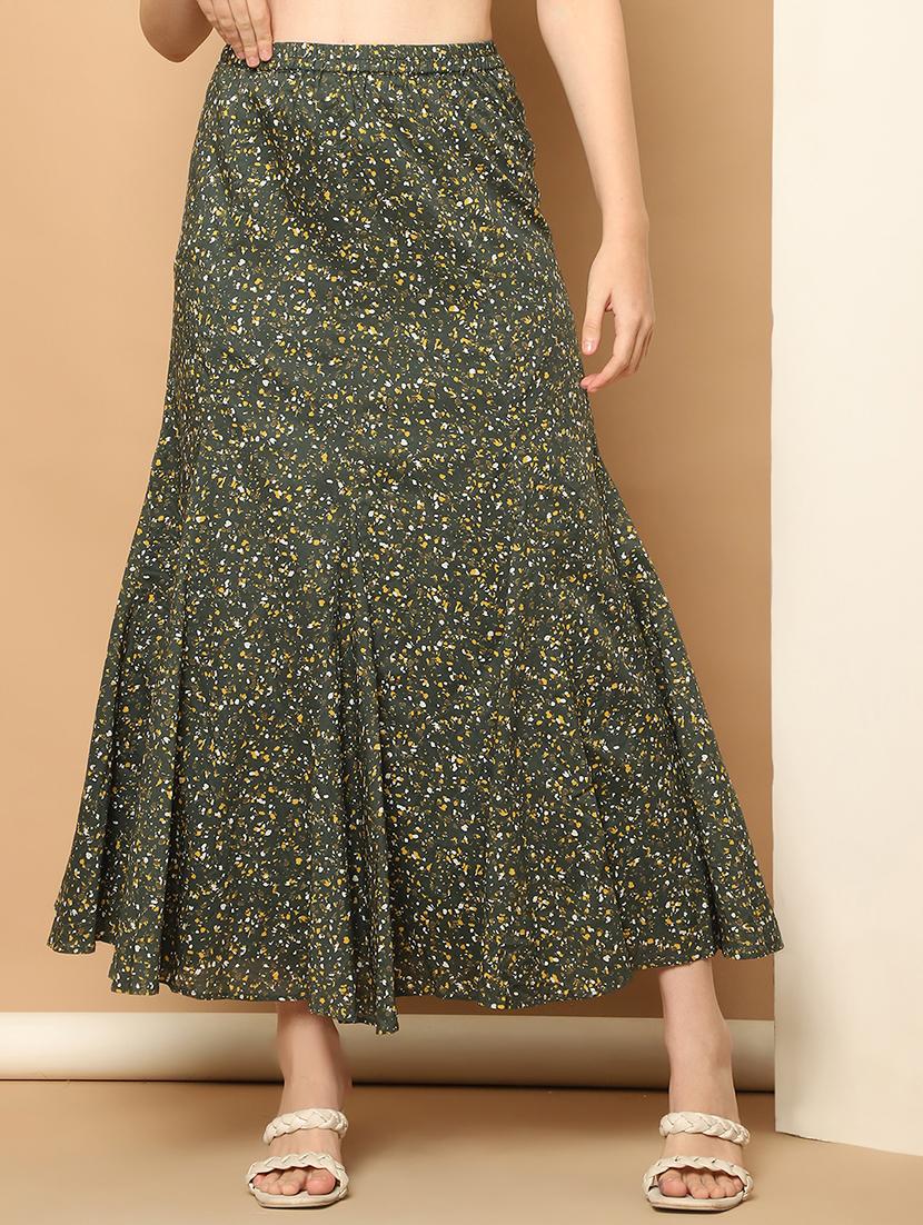 women green printed a-line skirt - 21512027 -  Zoom Image - 0