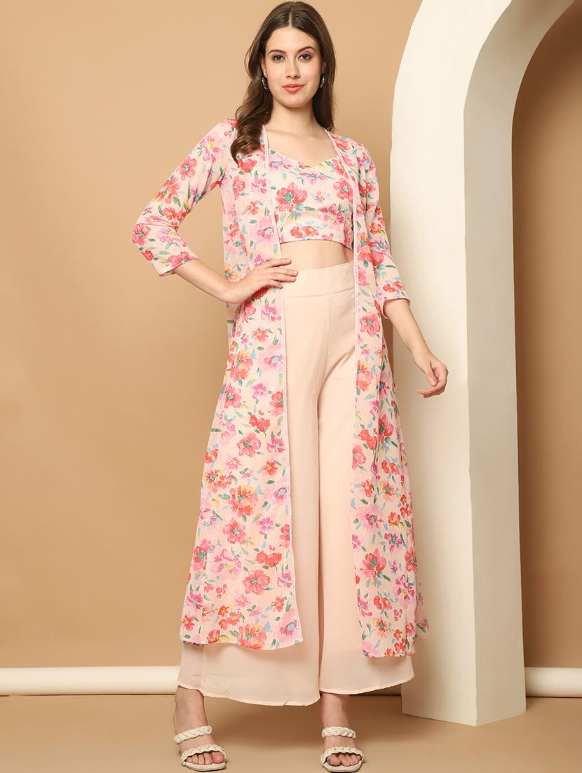 women peach floral printed fusion set - 21512029 - Zoom Image - 0