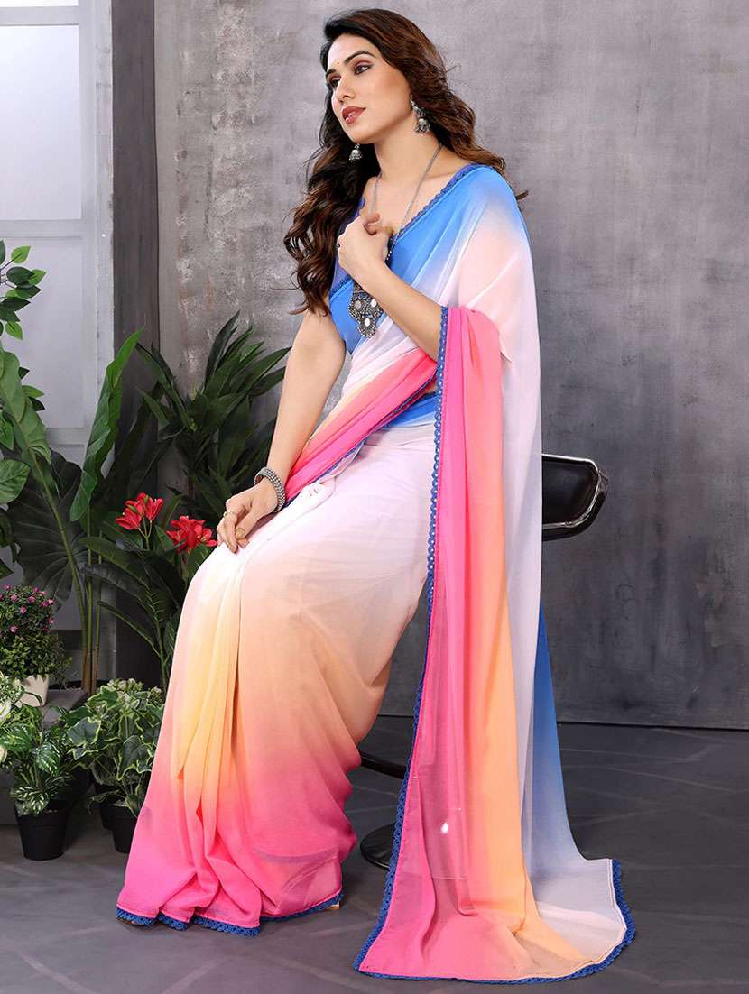 women multi color ombre saree with blouse - 21512083 -  Standard Image - 1