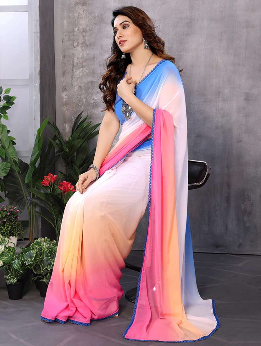 women lace bordered ombre saree with blouse - 21512085 -  Standard Image - 1