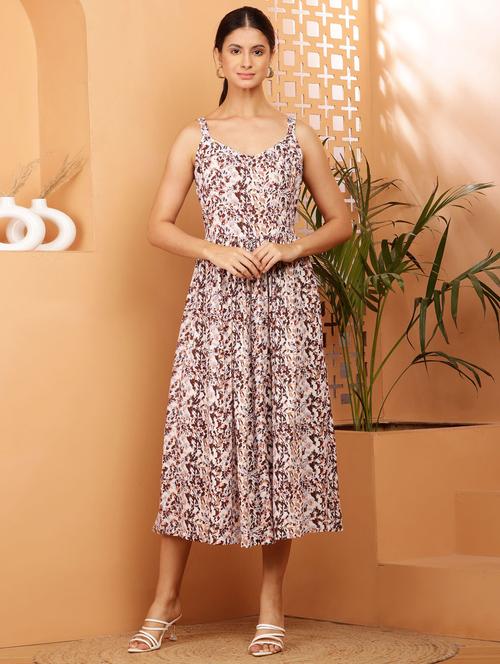 women printed sleeveless a-line dress - 21512103 - Standard Image - 0