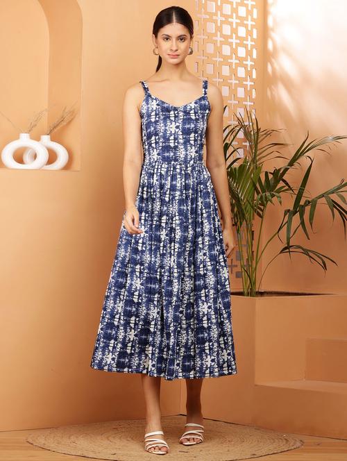 women printed sleeveless a-line dress - 21512105 - Standard Image - 0