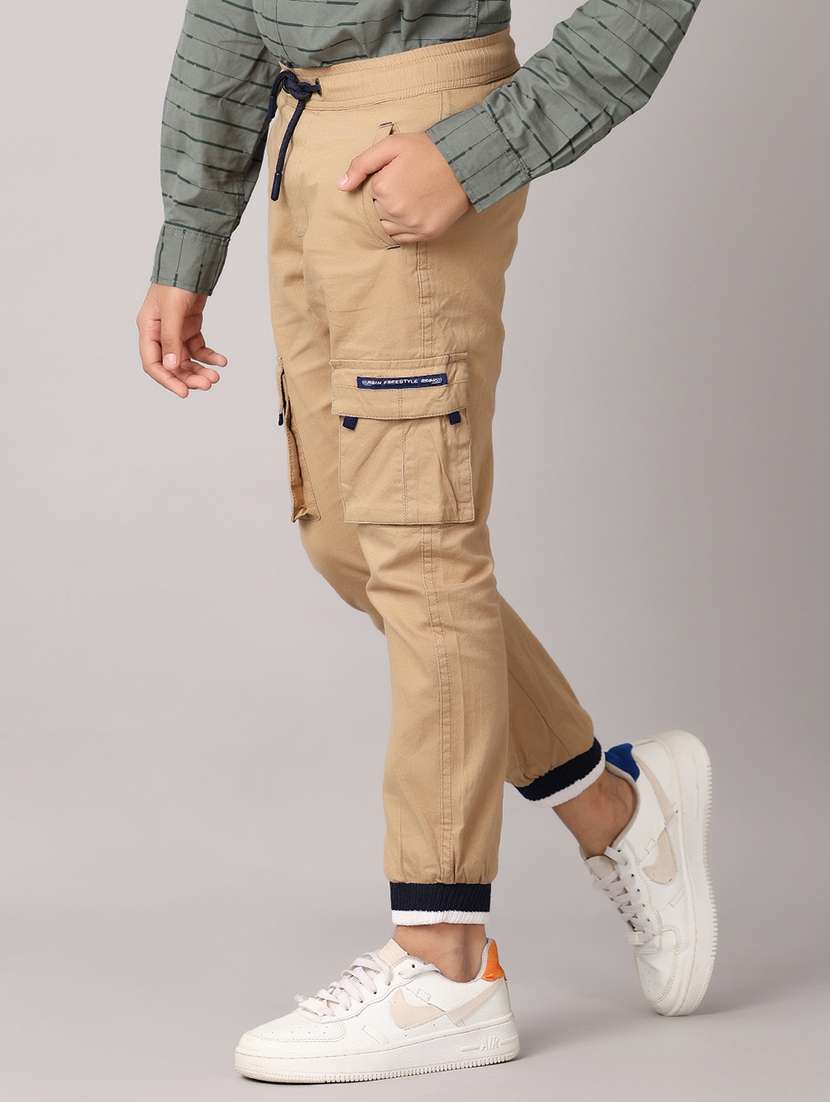 boys mid rise solid cargo - 21512486 -  Standard Image - 1