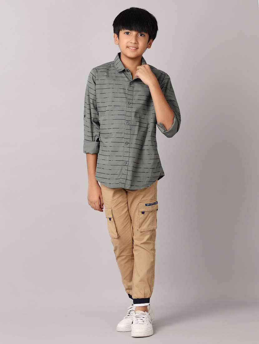 boys mid rise solid cargo - 21512486 -  Standard Image - 4