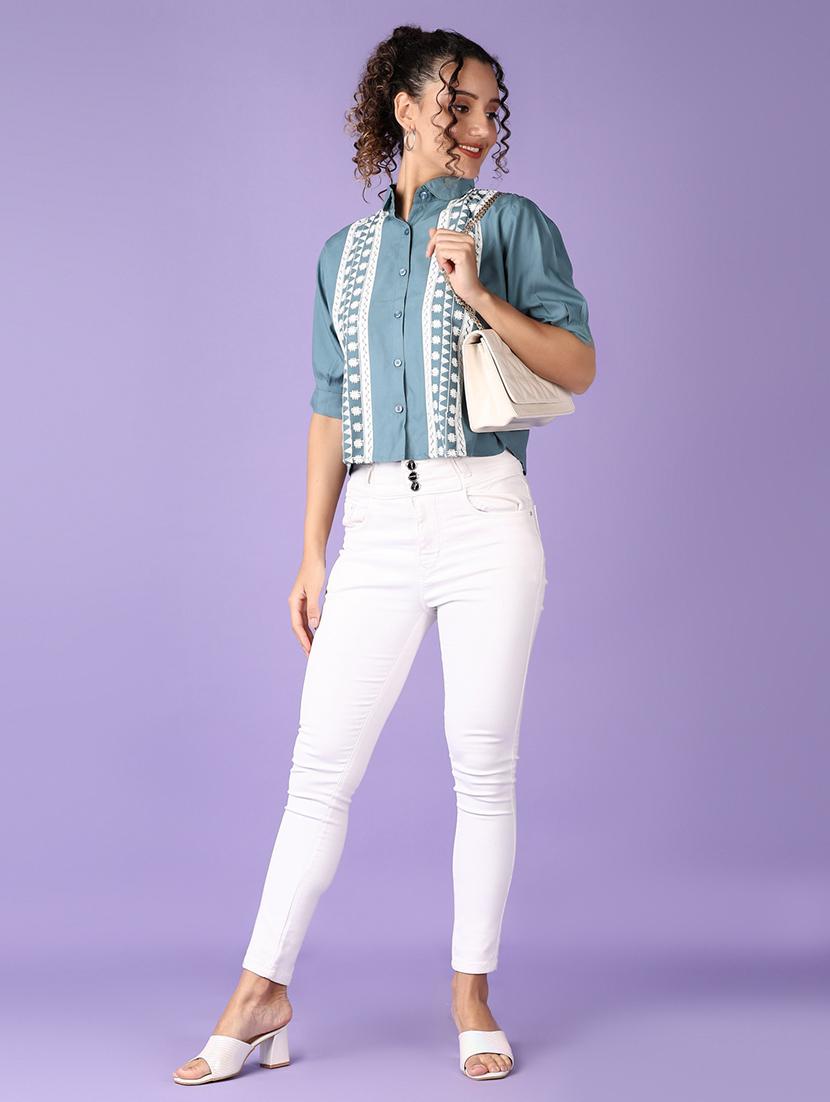 women embroidered puff sleeve top - 21512593 - Standard Image - 4
