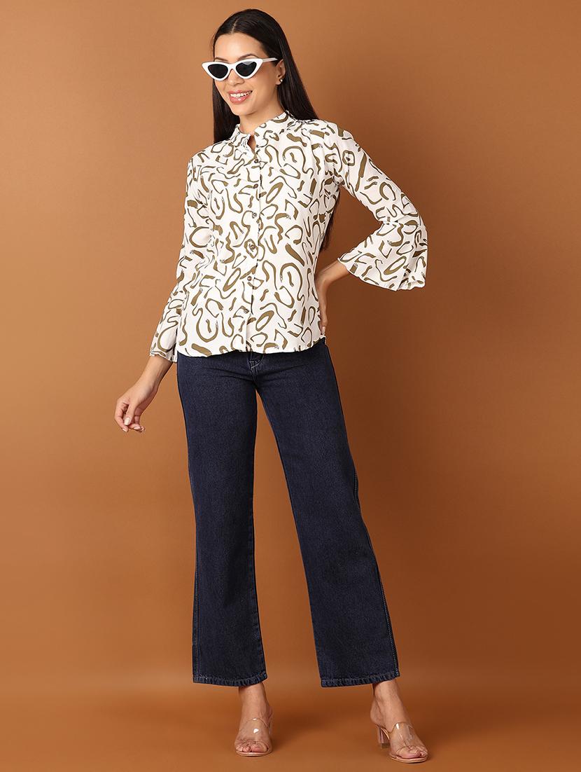 women printed mandarin neck straight top - 21512708 - Standard Image - 4