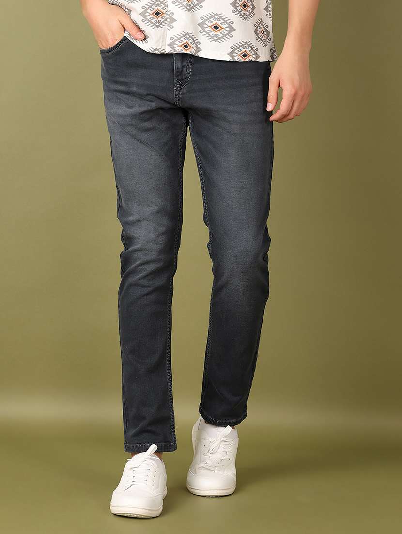 men solid mid rise slim fit jean