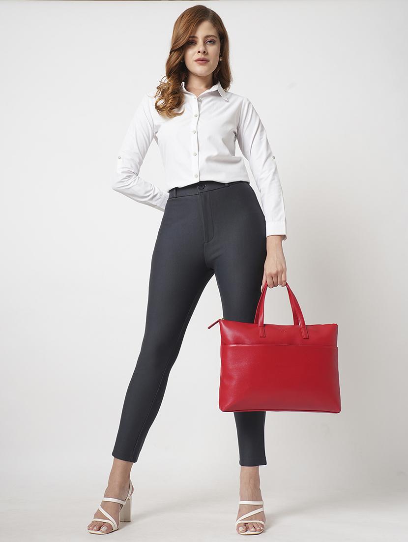 globus women cement grey high-rise stretchable skinny fit flat front workwear trousers - 21512815 - Standard Image - 4