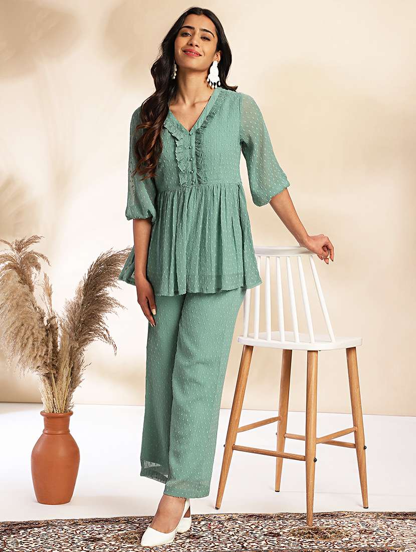 women sea green co-ord set