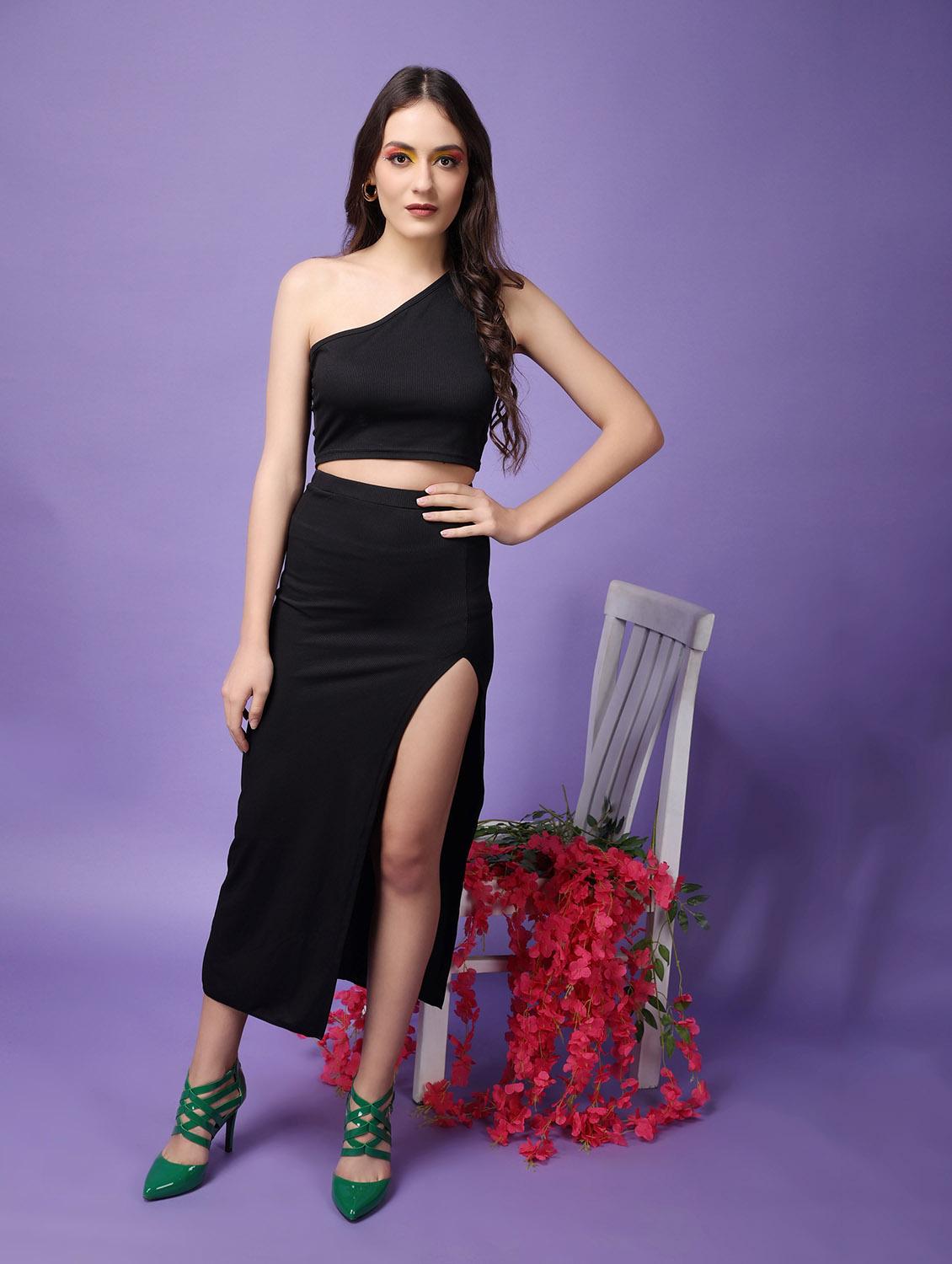 women solid top & skirt co-ord set - 21512967 - Zoom Image - 0