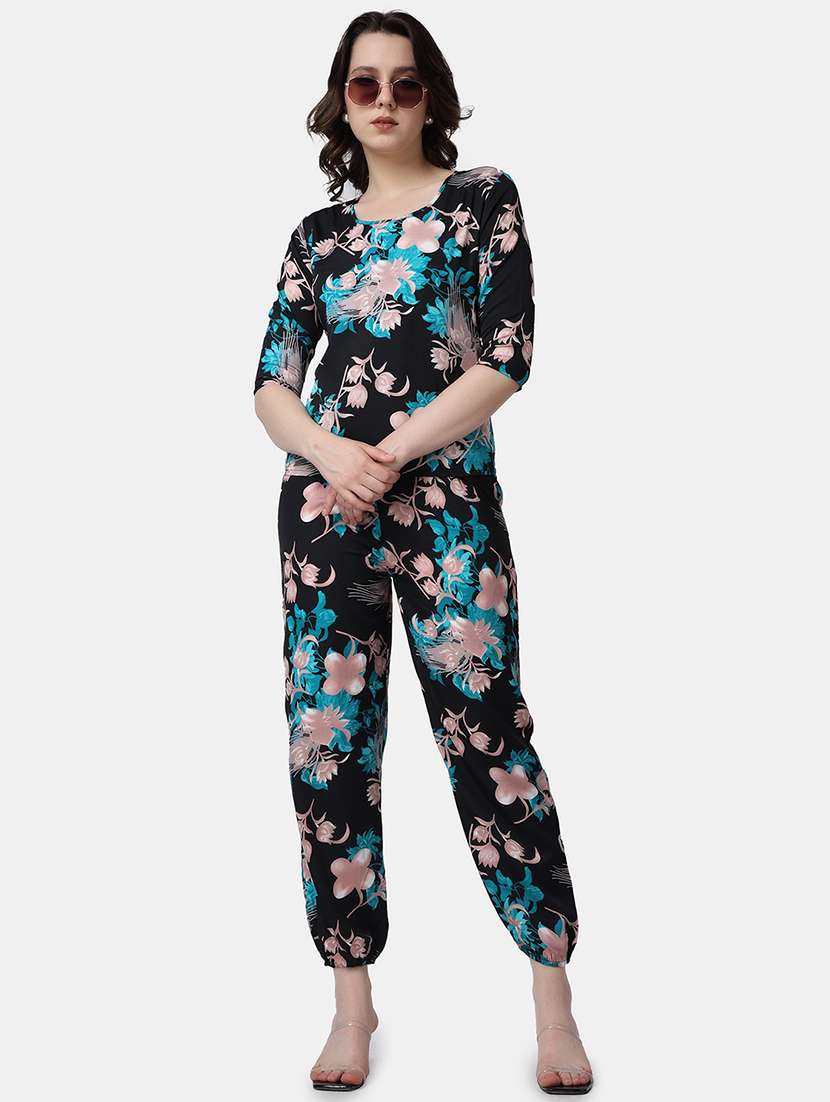 women floral printed t-shirt & jogger co-ord set - 21512980 - Zoom Image - 0