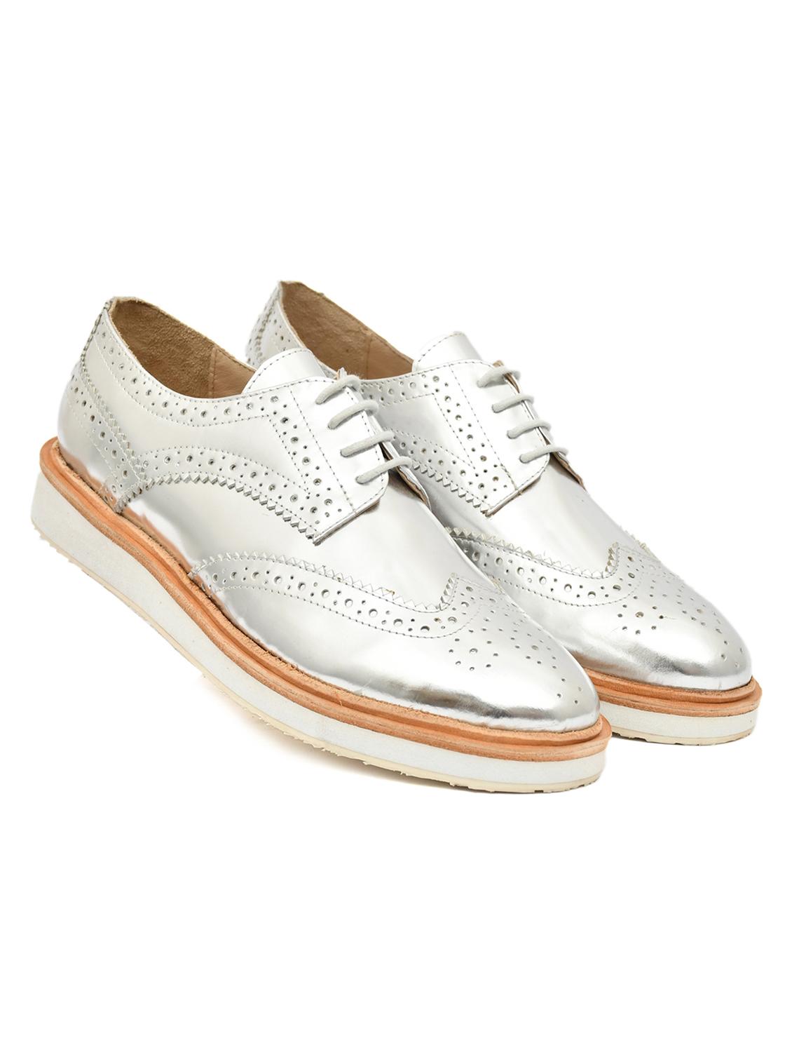 women silver oxfords casual shoes - 21513281 - Standard Image - 1