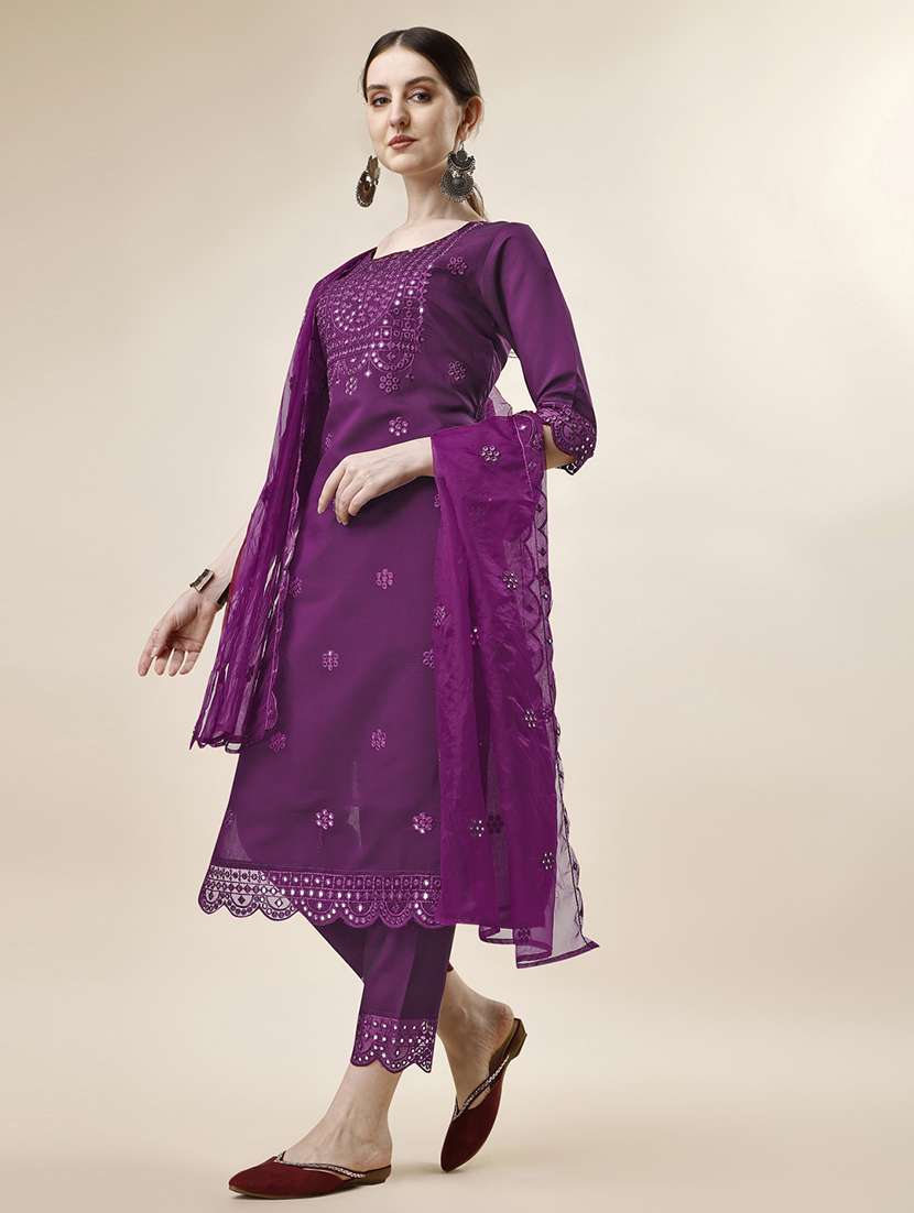 women three quarter sleeve kurta pant with dupatta set - 21513289 - Standard Image - 1