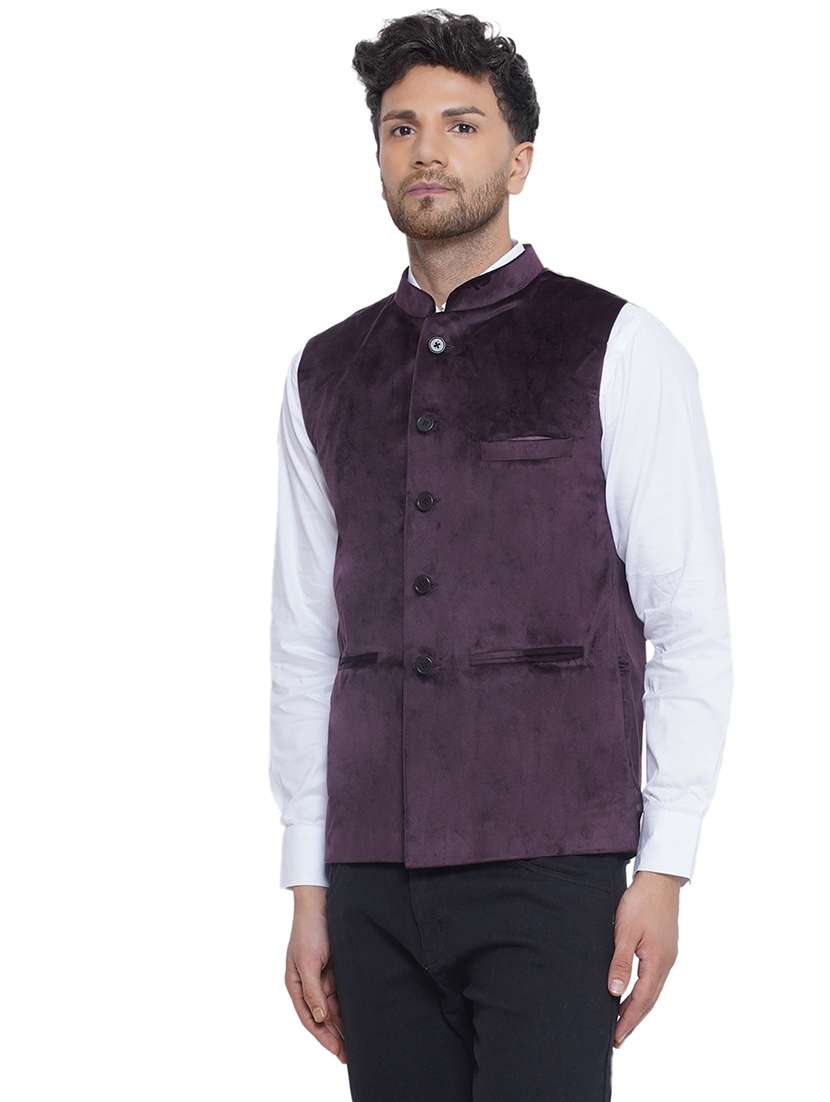 men solids sleeveless nehru jacket - 21513331 -  Standard Image - 1