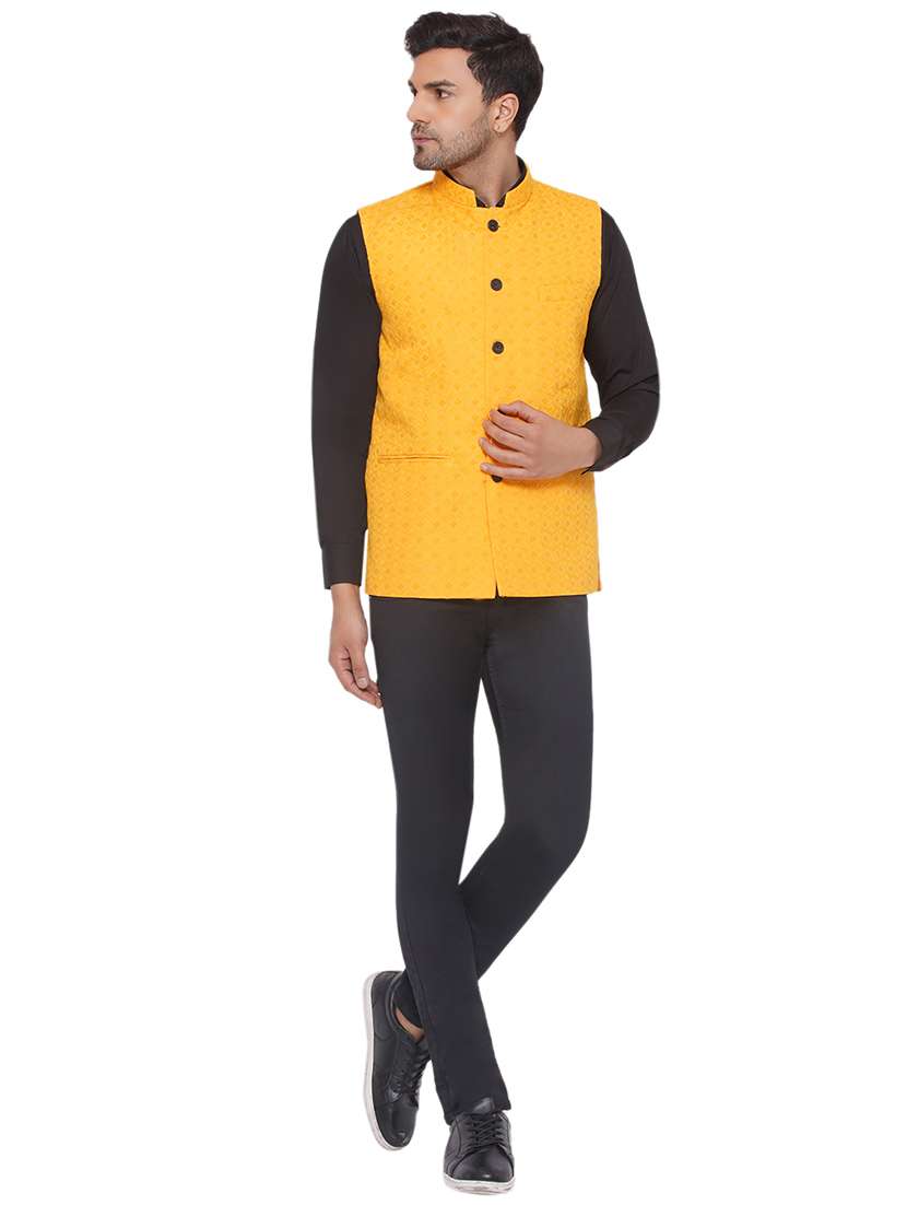 men embroidered sleeveless nehru jacket - 21513342 -  Standard Image - 4