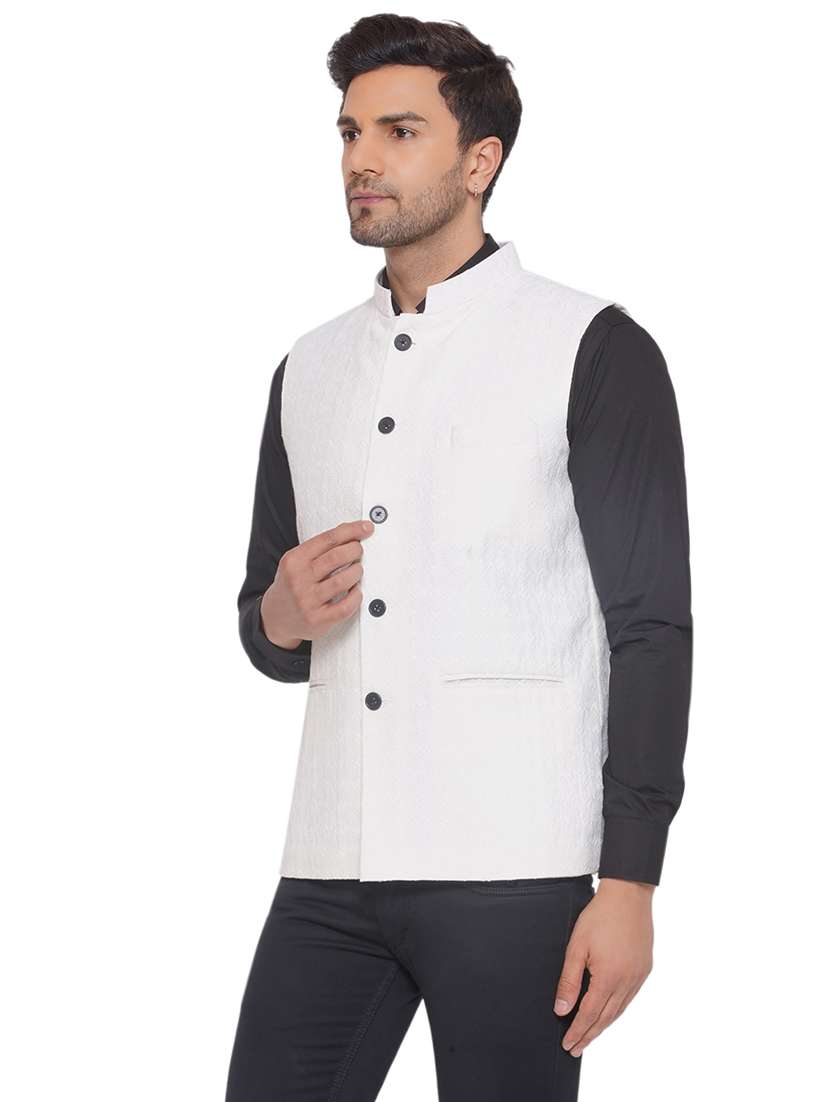 men embroidered sleeveless nehru jacket - 21513343 -  Standard Image - 1