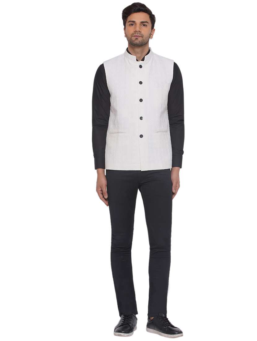 men embroidered sleeveless nehru jacket - 21513343 -  Standard Image - 4