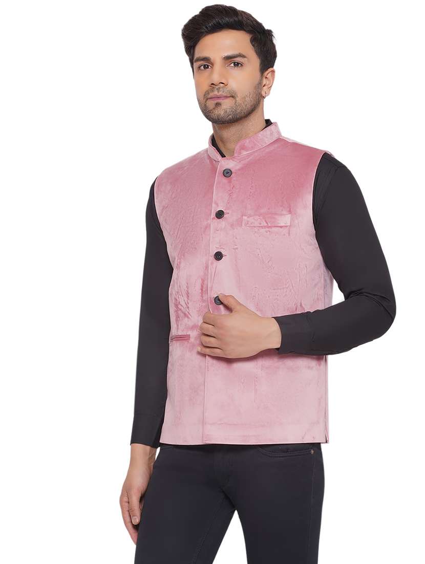 men solids sleeveless nehru jacket - 21513346 -  Standard Image - 1