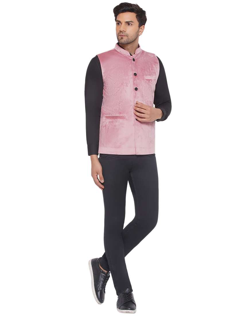 men solids sleeveless nehru jacket - 21513346 -  Standard Image - 4