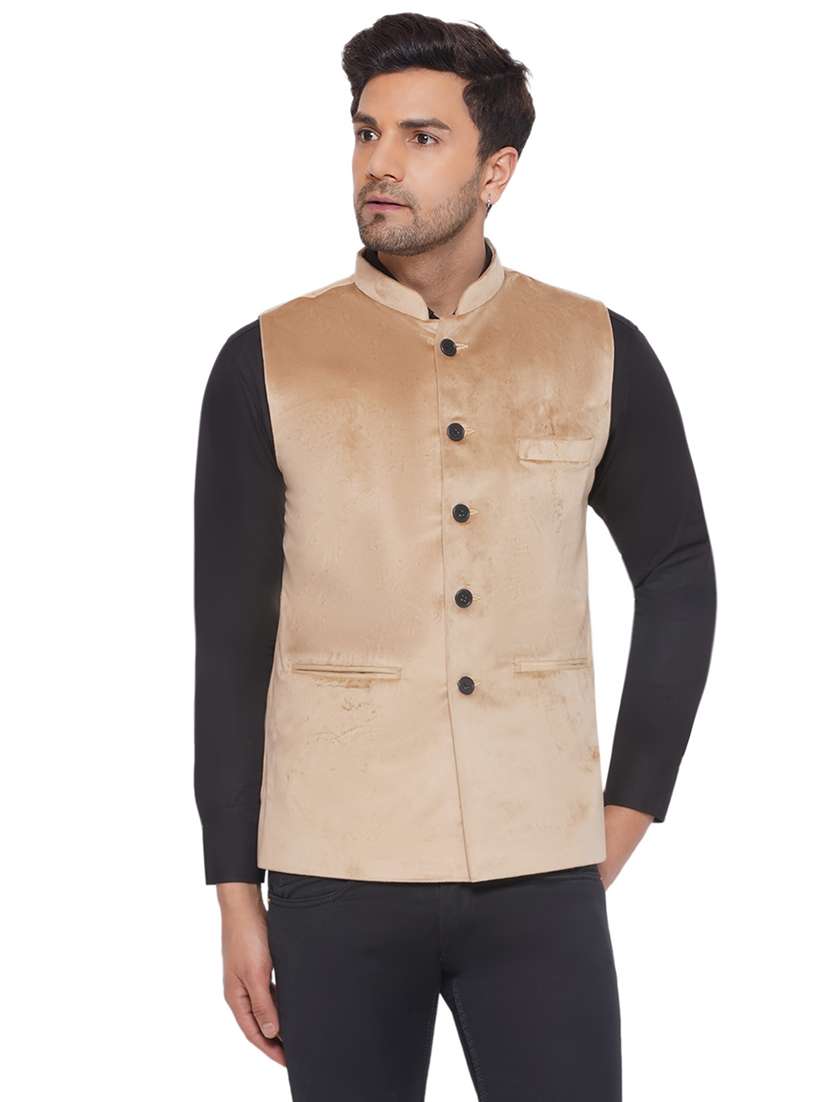 men solids sleeveless nehru jacket - 21513347 - Zoom Image - 0