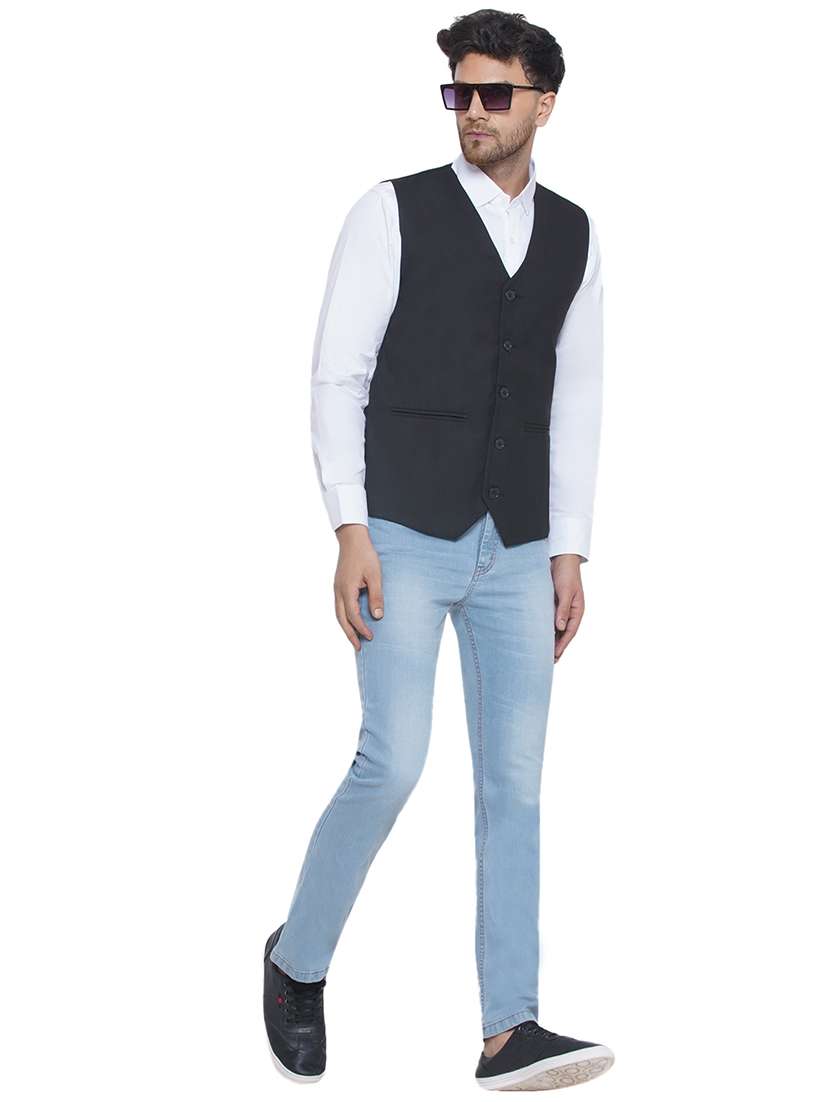 men solids sleeveless waist coat - 21513350 -  Standard Image - 4