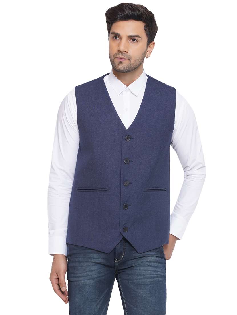 men solids sleeveless waist coat