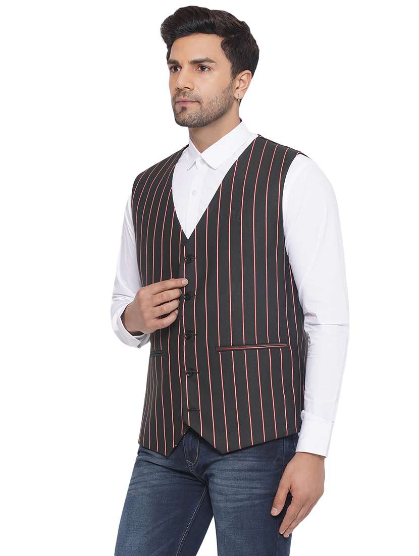 men stripes sleeveless waist coat - 21513352 -  Standard Image - 1