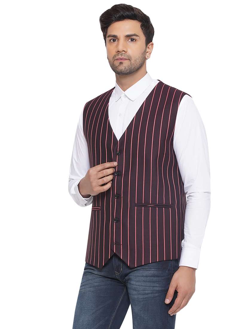 men stripes sleeveless waist coat - 21513353 -  Standard Image - 1