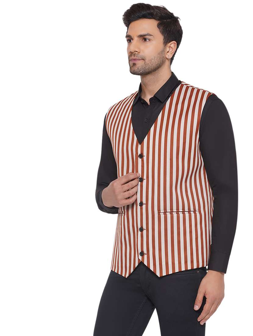 men stripes sleeveless waist coat - 21513356 -  Standard Image - 1