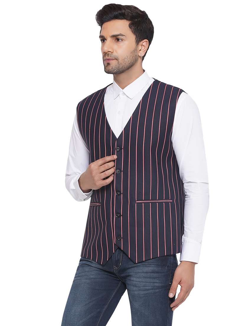 men stripes sleeveless waist coat - 21513357 -  Standard Image - 1