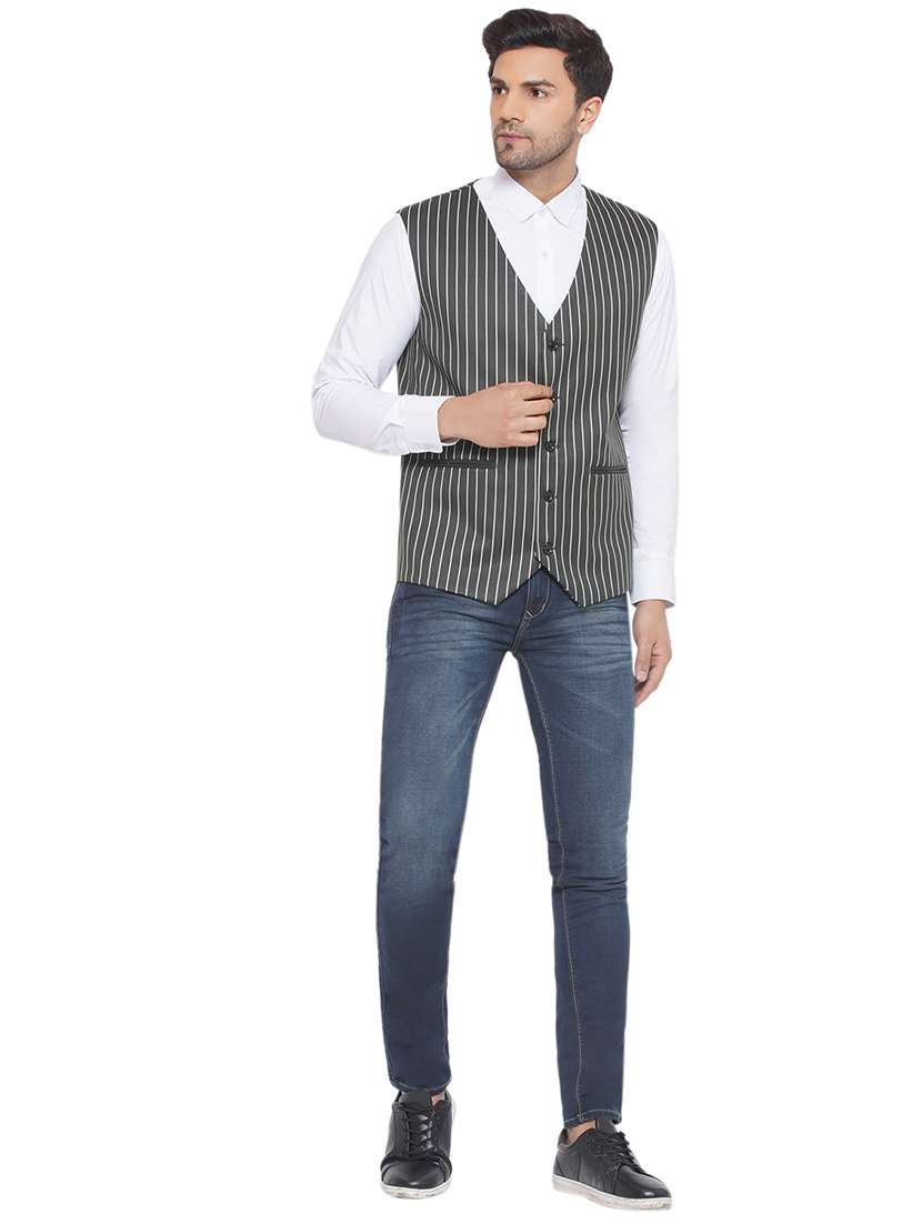 men stripes sleeveless waist coat - 21513359 -  Standard Image - 4