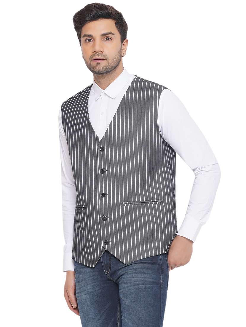 men stripes sleeveless waist coat - 21513360 -  Standard Image - 1