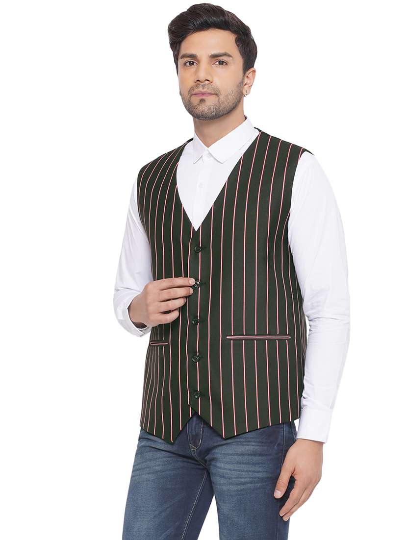 men stripes sleeveless waist coat - 21513362 -  Standard Image - 1