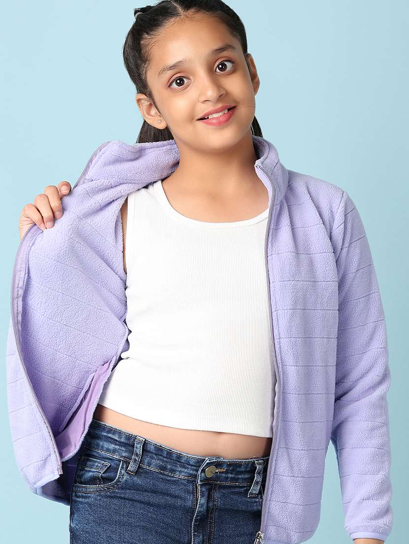 girls lavender cotton plain sweatshirt - 21513401 -  Standard Image - 1