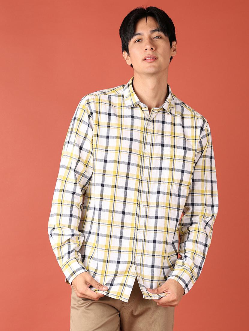 men checks long sleeves casual shirt - 21513409 -  Zoom Image - 0