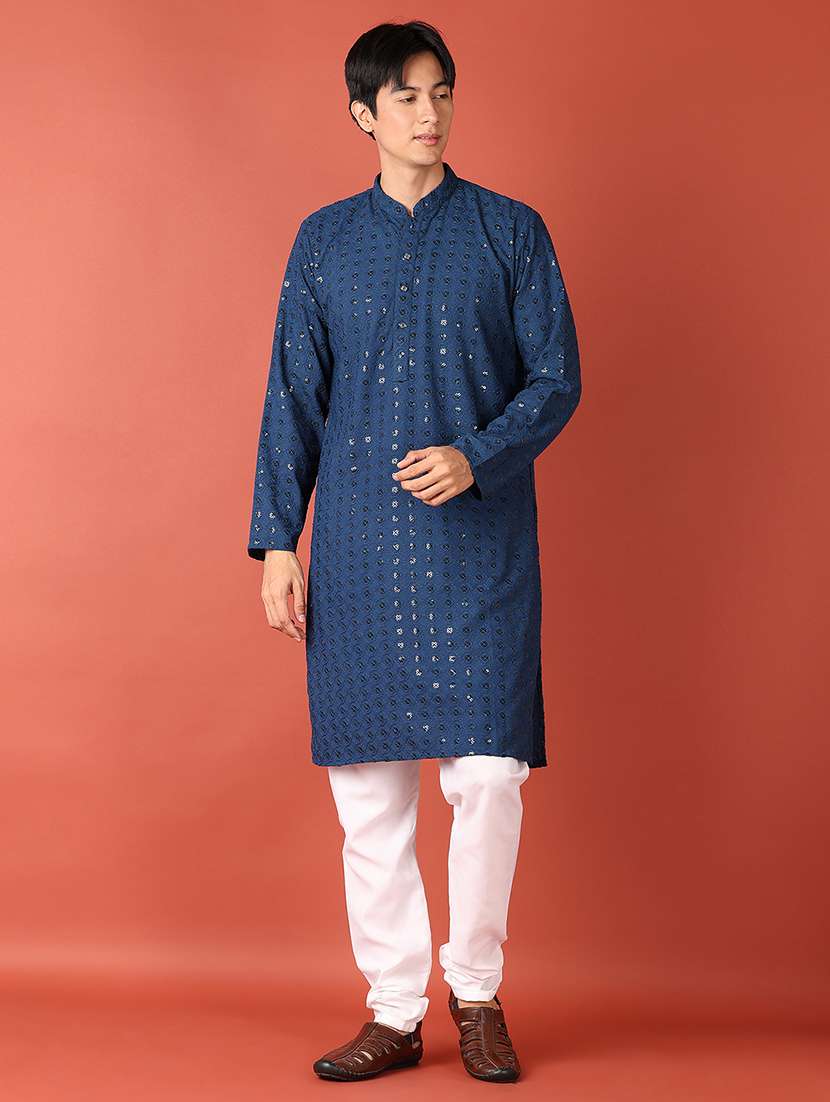 men sequin work kurta churidar ethnic wear set - 21513412 -  Standard Image - 1