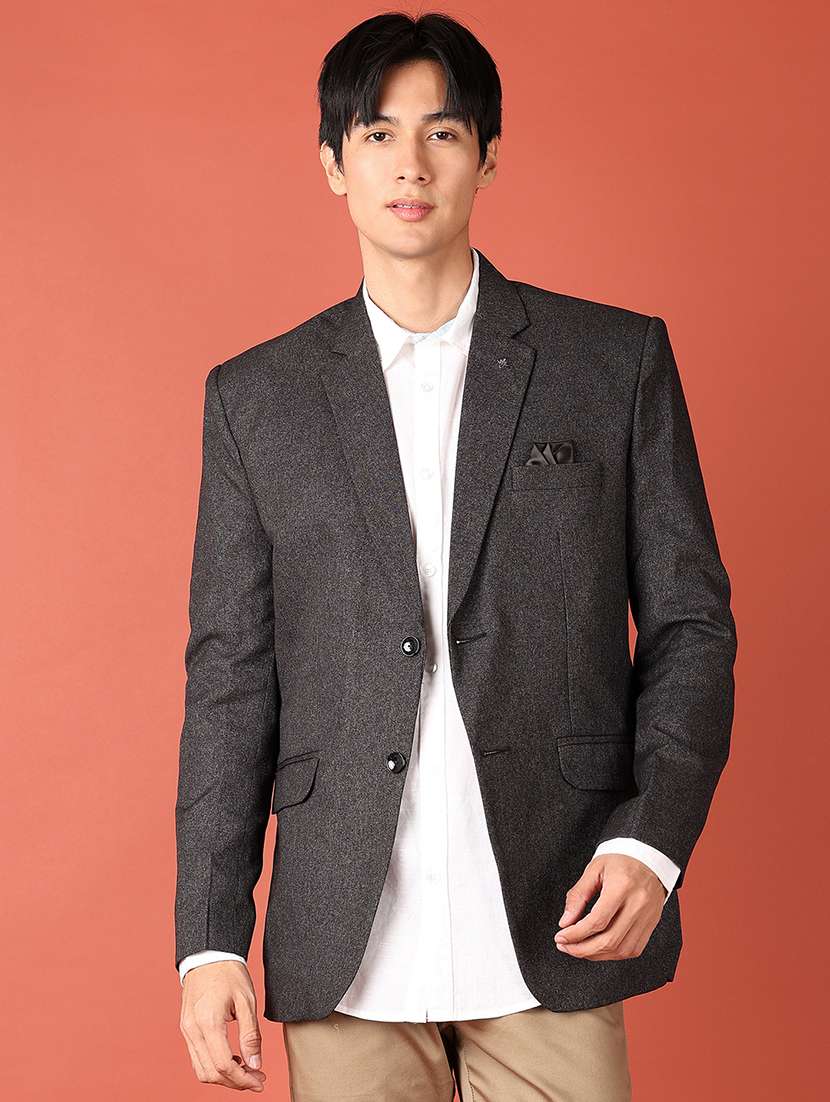 men solid single breasted casual blazer