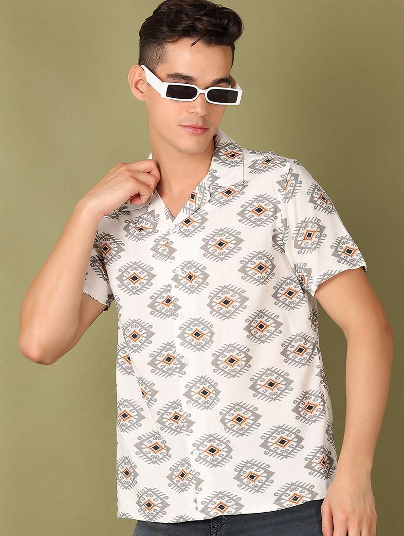 men printed short sleeves casual shirt - 21513469 -  Standard Image - 1
