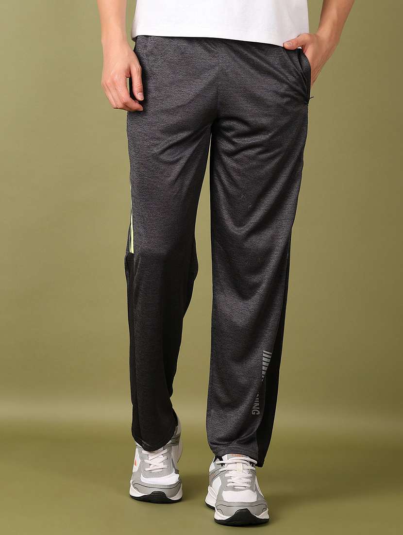 men charcoal solid full length track pant - 21513493 -  Standard Image - 1