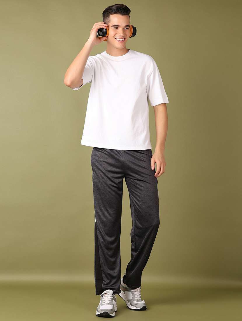 men charcoal solid full length track pant - 21513493 -  Standard Image - 4