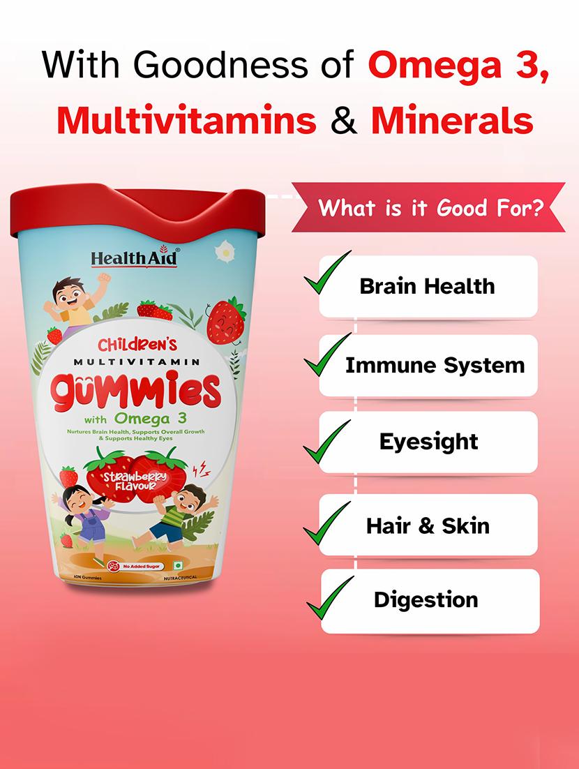 healthaid childrens multivitamin gummies with omega 3 60 gummies strawberry - 21513751 - Standard Image - 4