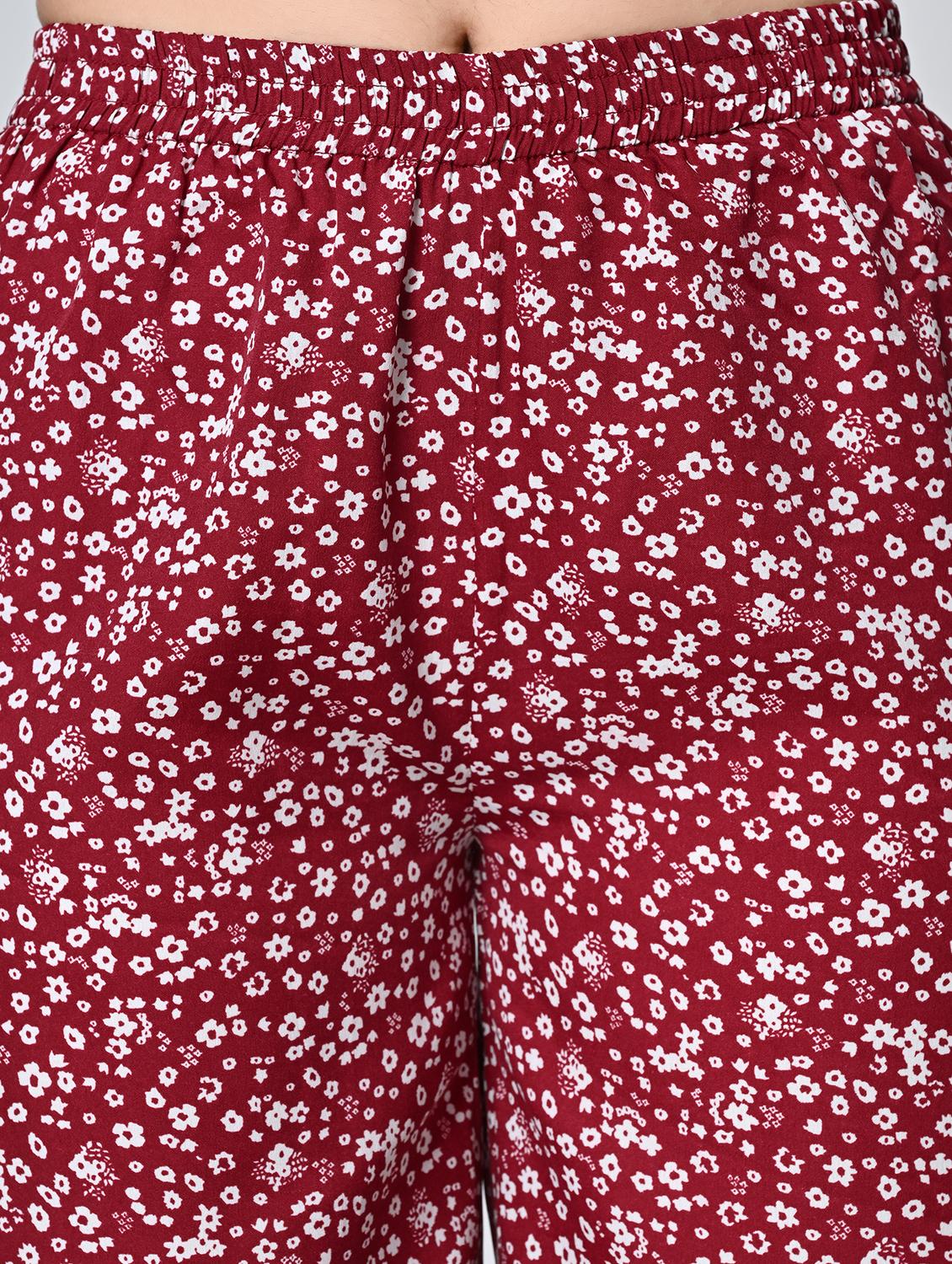 women maroon printe crepe palazzo - 21513905 - Standard Image - 4