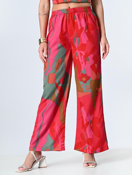 women printed high rise wide leg trouser - 21513906 -  Standard Image - 0
