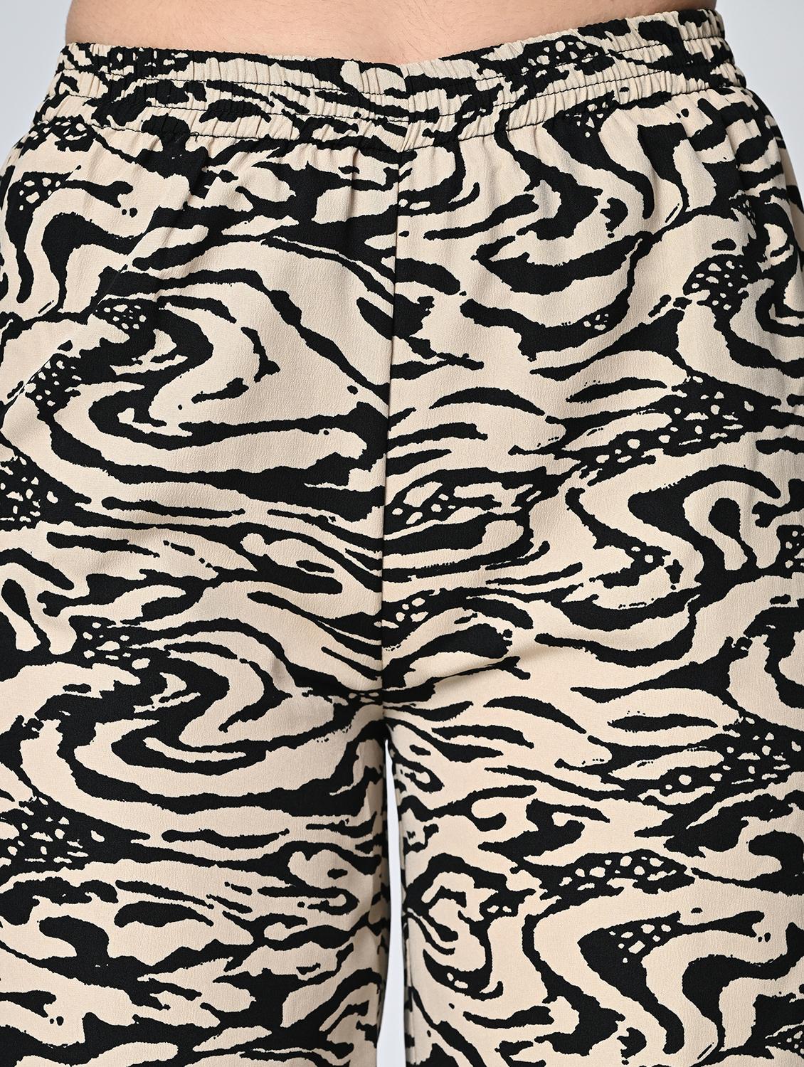women beige printed crepe palazzo - 21513907 - Standard Image - 4