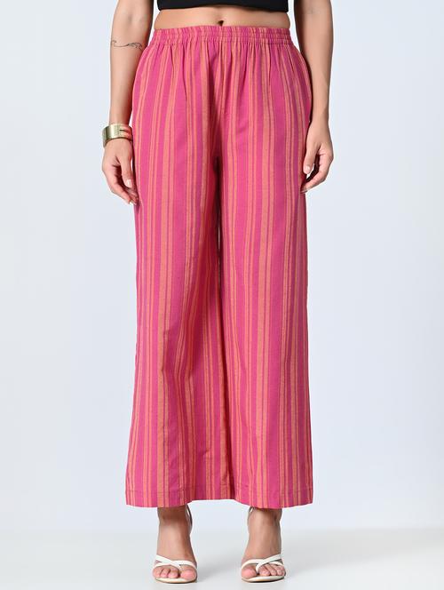 women pink striped printed palazzo - 21513911 - Standard Image - 0