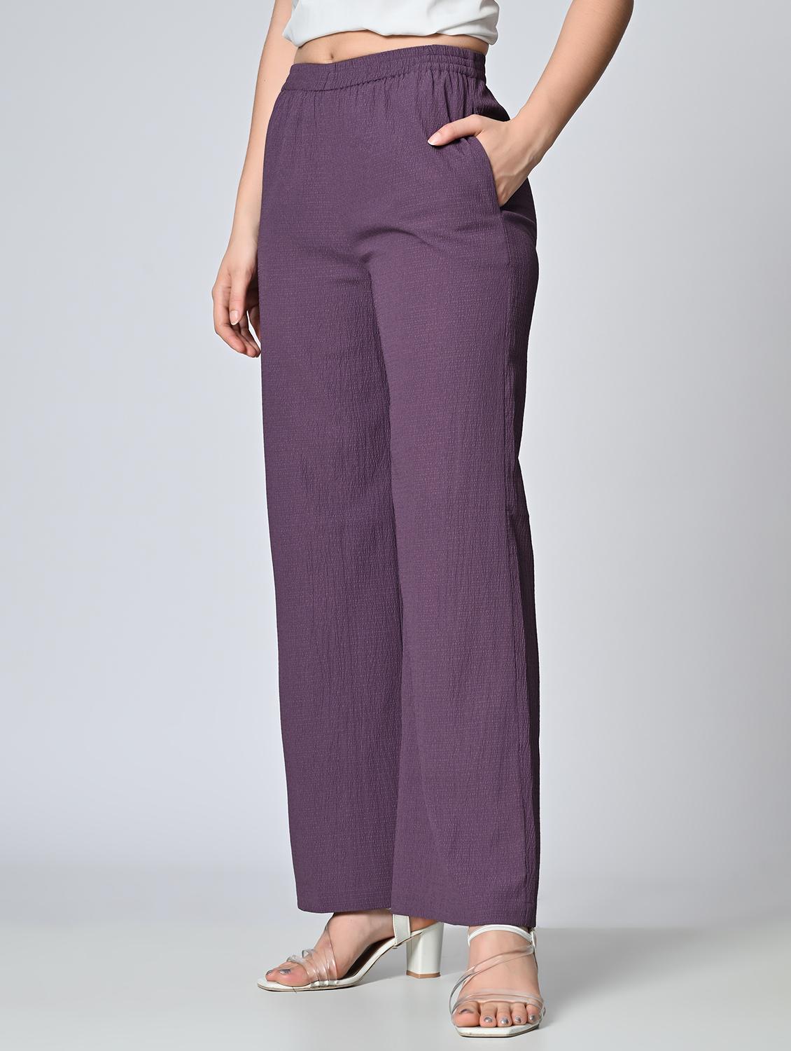 women purple polyester palazzo - 21513914 - Standard Image - 1