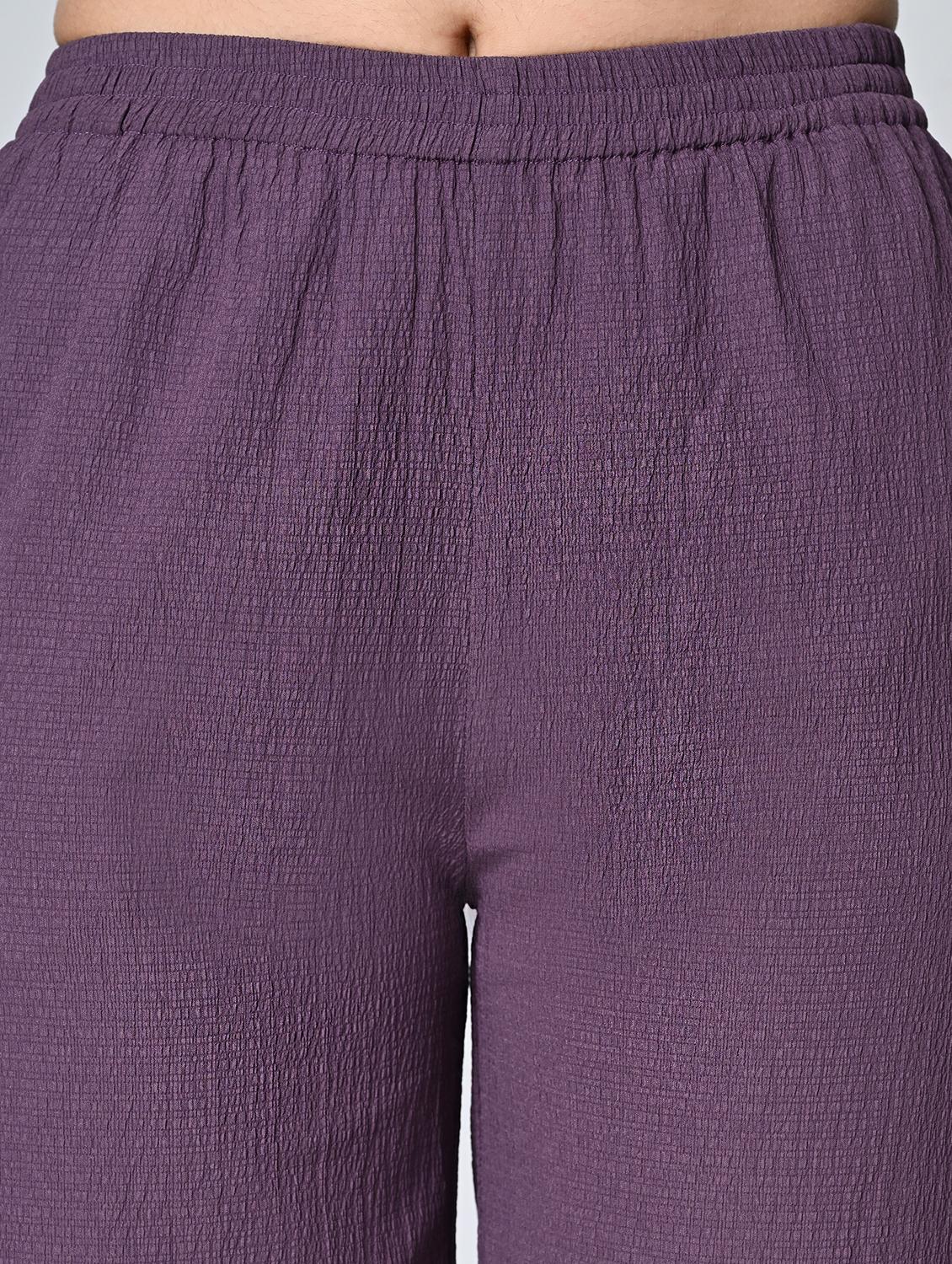 women purple polyester palazzo - 21513914 - Standard Image - 4