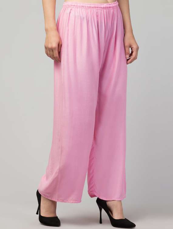 women pink rayon straight palazzo - 21513915 - Standard Image - 1