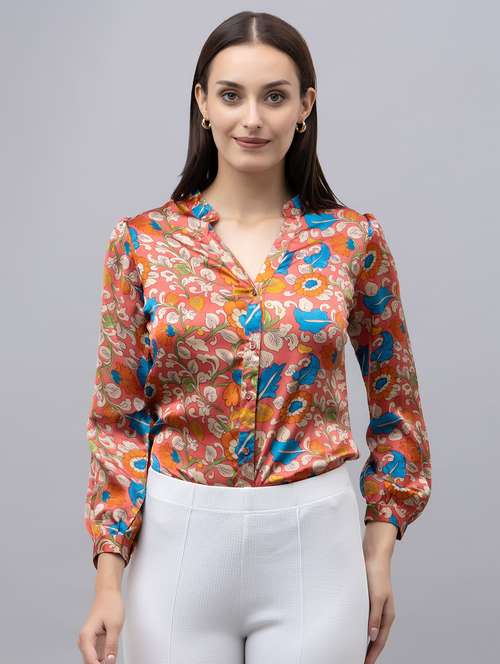 women red satin regular shirt - 21513924 -  Standard Image - 0