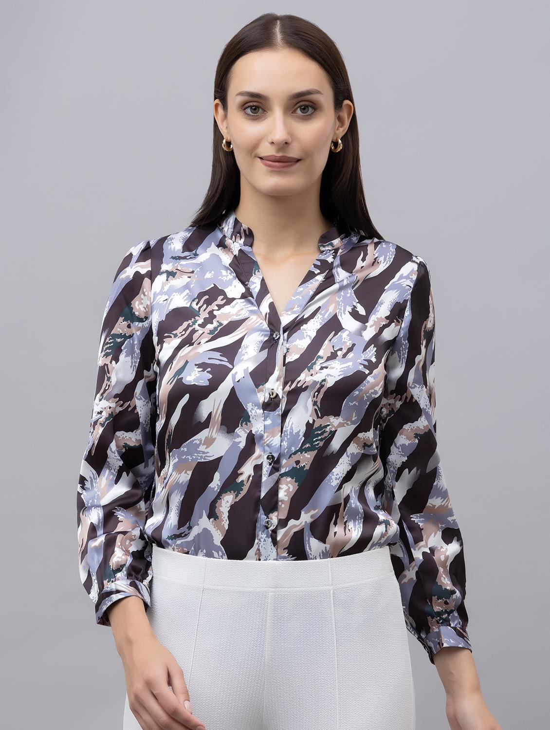 women black satin regular shirt - 21513926 - Zoom Image - 0